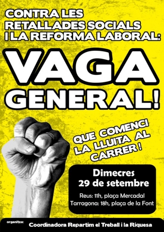 Manifestacions a Reus i Tarragona dins la jornada de vaga general del 29-S