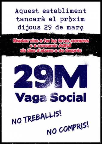 29 de març: vaga general i vaga de consum contra la reforma laboral