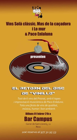 Tast de vins amb concert de Paco Enlaluna al Bar Campus el dilluns 1 de febrer