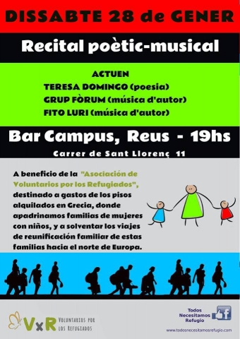Recital poètic-musical solidari el 28 de gener al Bar Campus a benefici de l’associació ‘Voluntarios por los refugiados’