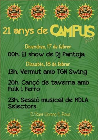 Sessions musicals el 17 i 18 de febrer pels 21 anys del Bar Campus