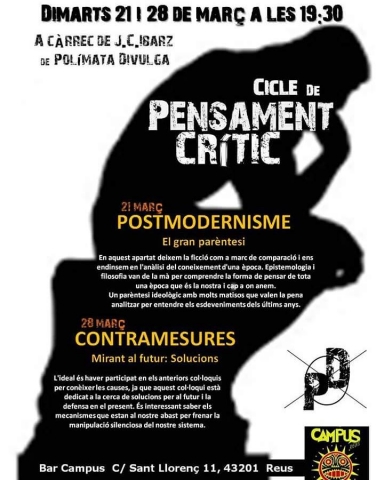 Dues últimes sessions del cicle de pensament crític al Bar Campus: Postmodernisme i Contramesures