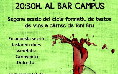 2n Tast de Vins Varietals al Bar Campus el dilluns 11 de març