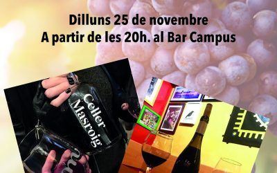 Dilluns 25 de novembre al Bar Campus, presentació dels vins novells 2019 del Celler del Masroig i del Celler Carles Andreu