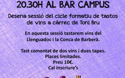 10è Tast de Vins al Bar Campus el dilluns 9 de març